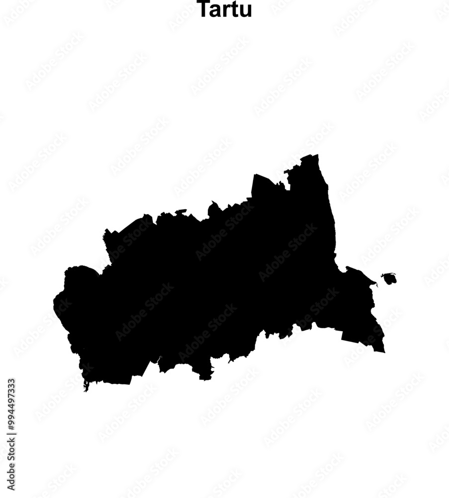 Fototapeta premium Tartu county blank outline map