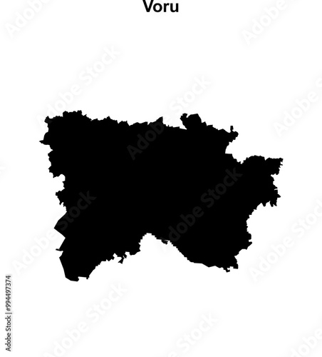 Voru county blank outline map photo