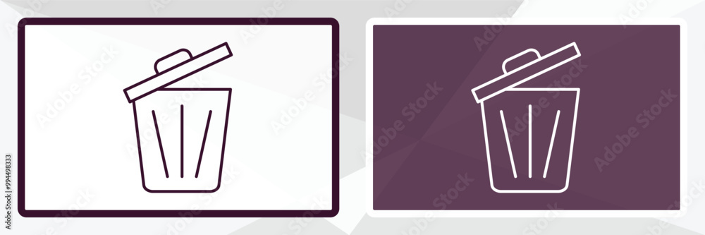 trash can open outline icon. Linear vector from tools concept. Thin line white and black trash can open icon isolated on white and dark background trash can open outline icon. Linear vector from tools concept. Thin line white and black trash can open icon isolated on white and dark background