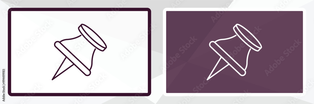 school push pin outline icon. Linear vector from tools concept. Thin line white and black school push pin icon isolated on white and dark background school push pin outline icon. Linear vector from tools concept. Thin line white and black school push pin icon isolated on white and dark background