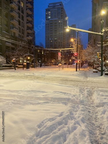 Snowy Vancouver Street
