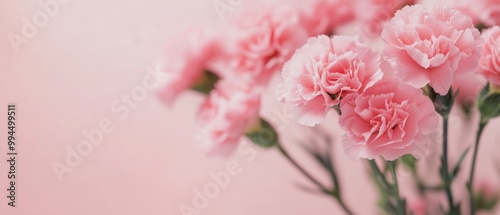 Delicate pink carnations arranged beautifully against a soft pastel background