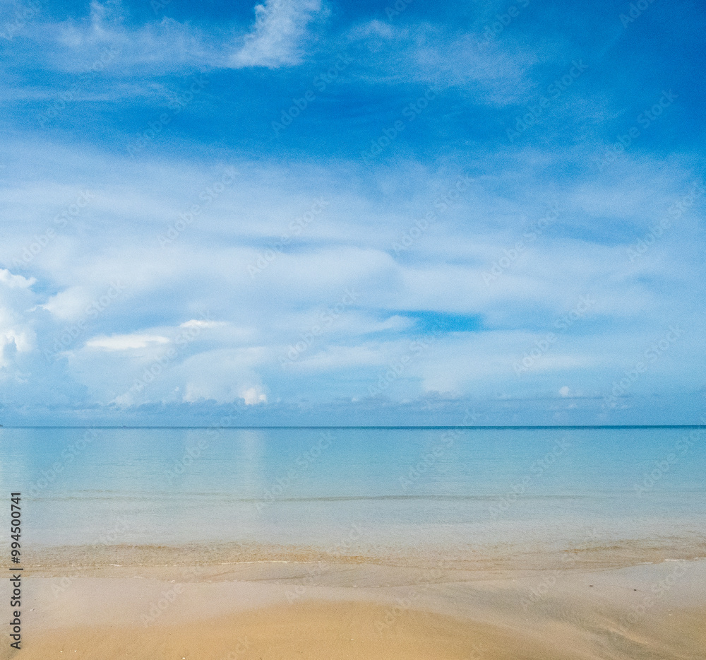 Beautiful horizon Landscape summer vertical front view point tropical sea beach white sand clean blue sky background calm nature ocean andaman wave water travel at Koh Muk Trang Thailand sun day time Beautiful horizon Landscape summer vertical front view point tropical sea beach white sand clean blue sky background calm nature ocean andaman wave water travel at Koh Muk Trang Thailand sun day time