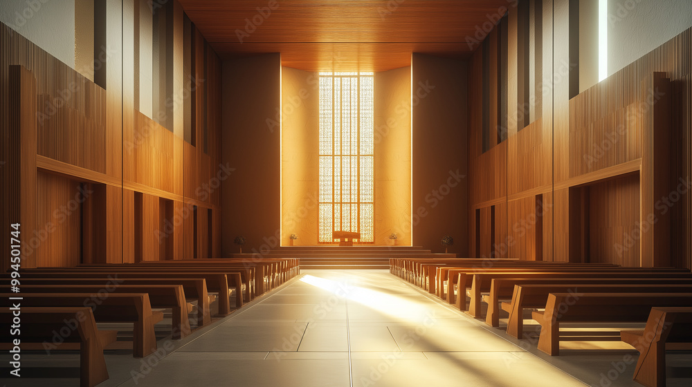 Synagogue Silence, an empty synagogue, symbolizing solemnity and contemplation, with copy space, Yom Kippur