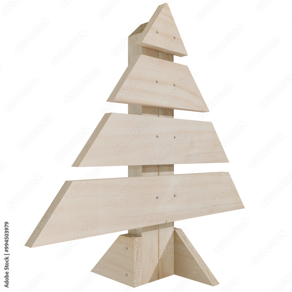 Fototapeta premium 3d render wooden christmas tree decoration with transparent background
