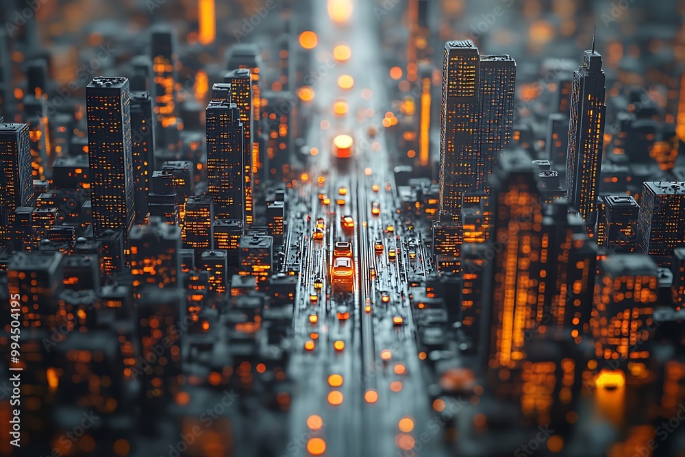 Futuristic Cityscape with Glowing Lights and Traffic Futuristic Cityscape with Glowing Lights and Traffic