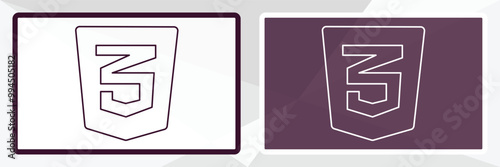 css3 outline icon. Linear vector from technology concept. Thin line white and black css3 icon isolated on white and dark background