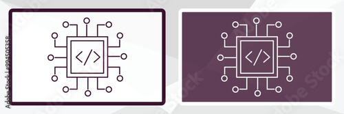 embedding outline icon. Linear vector from technology concept. Thin line white and black embedding icon isolated on white and dark background