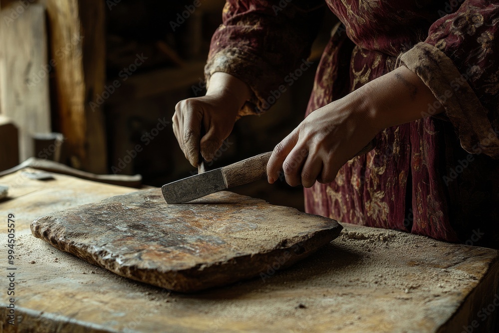 Old woman peeling garlic with her hands for cooking Old woman peeling garlic with her hands for cooking