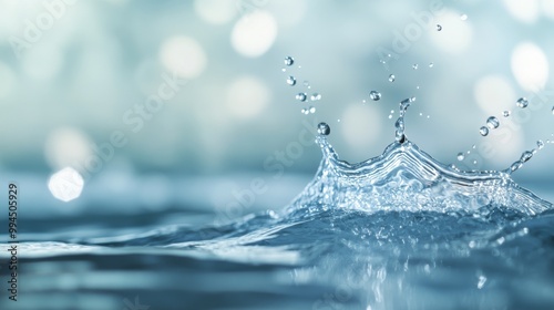 A splash of water creates ripples in a serene blue setting during a sunny aft...