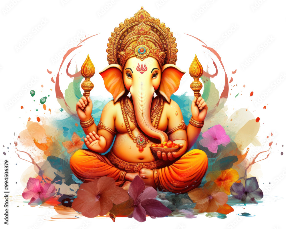 Naklejka premium PNG Ganesh representation spirituality cross-legged.