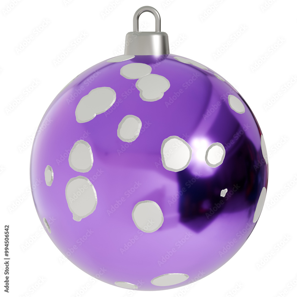 3d render purple and white ball christmas decoration with transparent background 3d render purple and white ball christmas decoration with transparent background