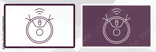 robot vacuum outline icon. Linear vector from technology concept. Thin line white and black robot vacuum icon isolated on white and dark background