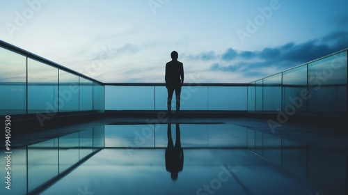 Contemplating Reflection: Symbolic Image of Self-Obsession and Isolation on Balcony
