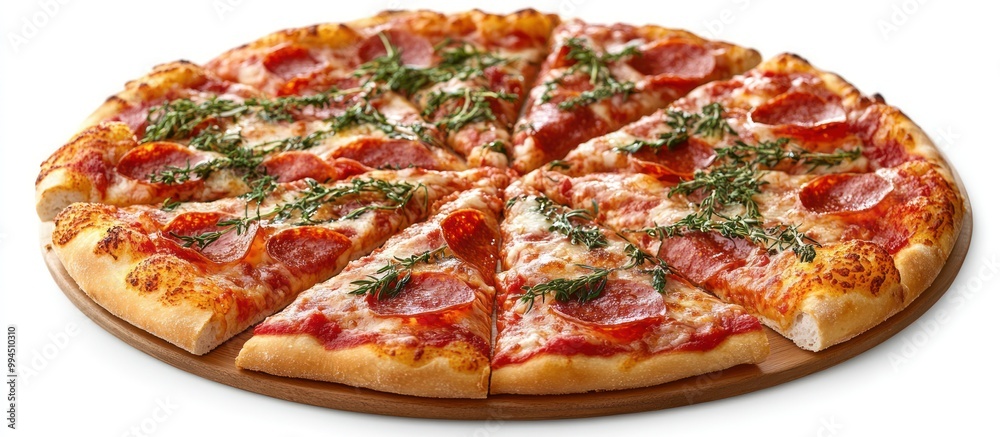 Delicious Pepperoni Pizza with Fresh Herbs