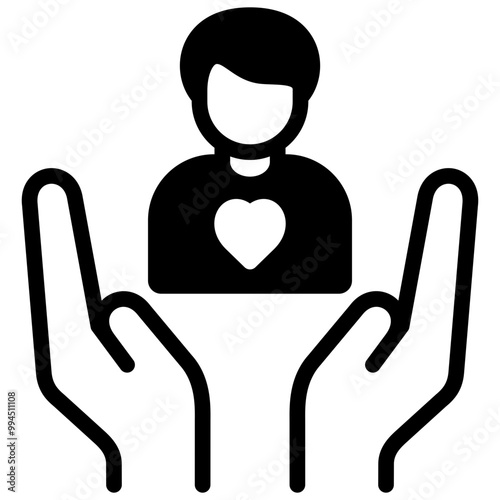 caring icon illustration design with outline