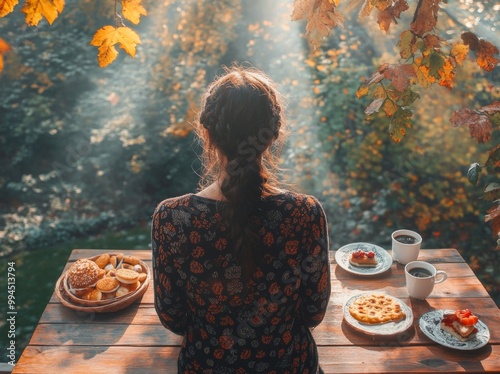 In Erkner, Germany - 31 October 2021 - an herbal balcony breakfast photo