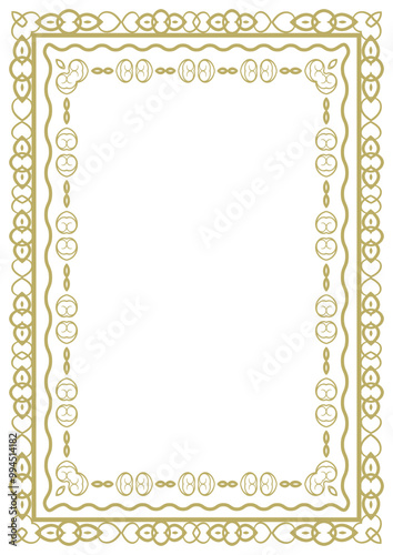 Vintage style frame in A4 format. Elegant golden ornament. Version 29. Vector illustration