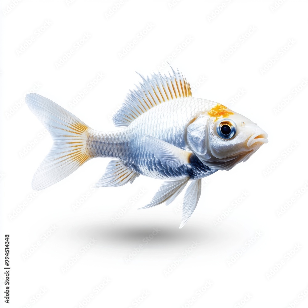Fototapeta premium Elegant White Fish with Bright Orange Markings
