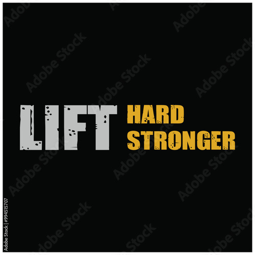 Gym fitness typographic template design lift hard lift stronger 