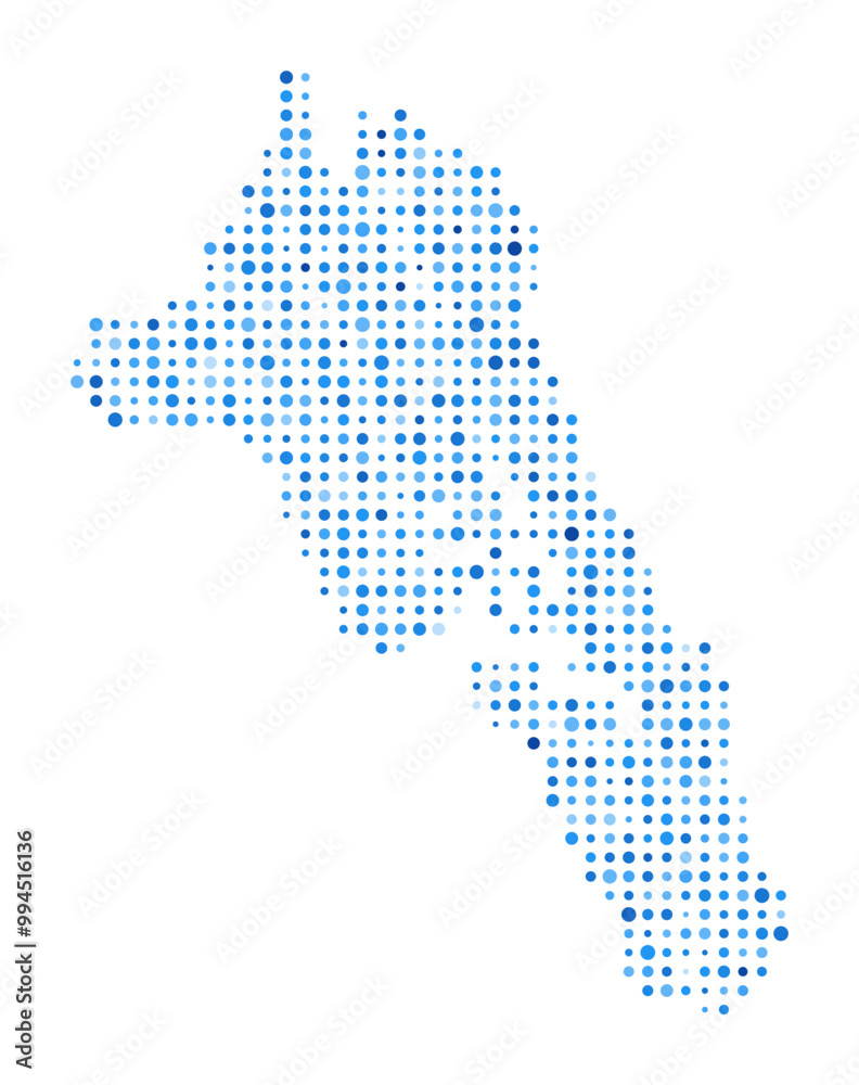 Fototapeta premium Havelock Island Dot Map. Island Digital Style Shape. Havelock Island vector image. Island shape blue circular dots. Artistic vector illustration.