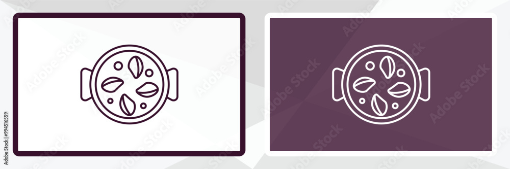 paella with parwns outline icon. Linear vector from restaurant concept. Thin line white and black paella with parwns icon isolated on white and dark background paella with parwns outline icon. Linear vector from restaurant concept. Thin line white and black paella with parwns icon isolated on white and dark background