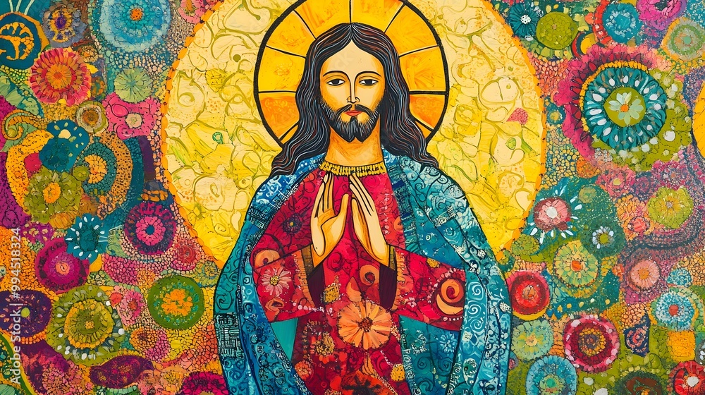 Fototapeta premium Classical Madhubani Painting Art, Abstract Image, Texture, Pattern Background, Wallpaper, Cover and Screen for Smartphone, PC, Laptop, 9:16 and 16:9 Aspect Ratio