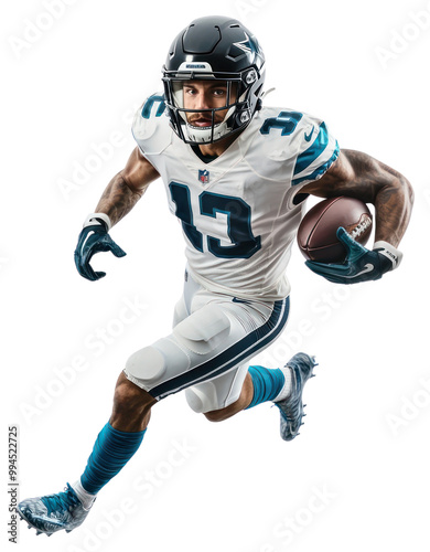 PNG American football player running with a ball background helmet sports.