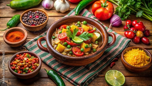 Wallpaper Mural Traditional Guatemalan Pepian Dish Served in a Colorful Bowl with Fresh Vegetables and Spices Torontodigital.ca