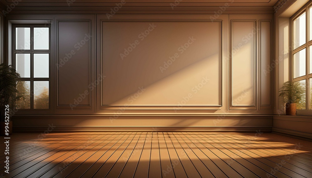 Fototapeta premium empty room with wooden floor
