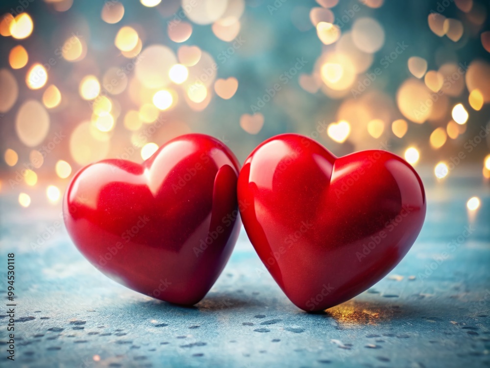 Two Red Hearts Symbolizing Love and Affection on a Bright Background for Romantic Themes and Designs Two Red Hearts Symbolizing Love and Affection on a Bright Background for Romantic Themes and Designs