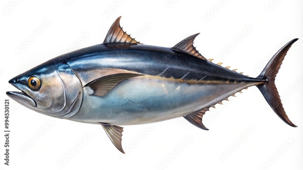 Big atlantic bluefin tuna is swimming in the ocean