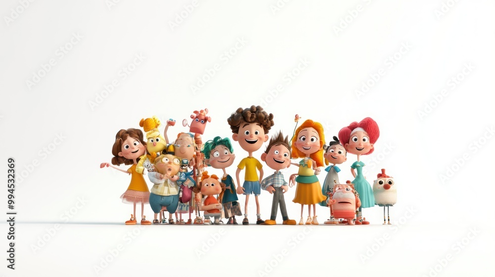 A Group of Animated Children with Diverse Personalities and Styles A Group of Animated Children with Diverse Personalities and Styles