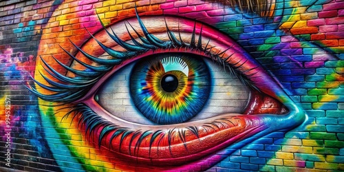 Unique Eyeball Graffiti Artwork on Urban Wall Showcasing Colorful and Creative Street Art Design