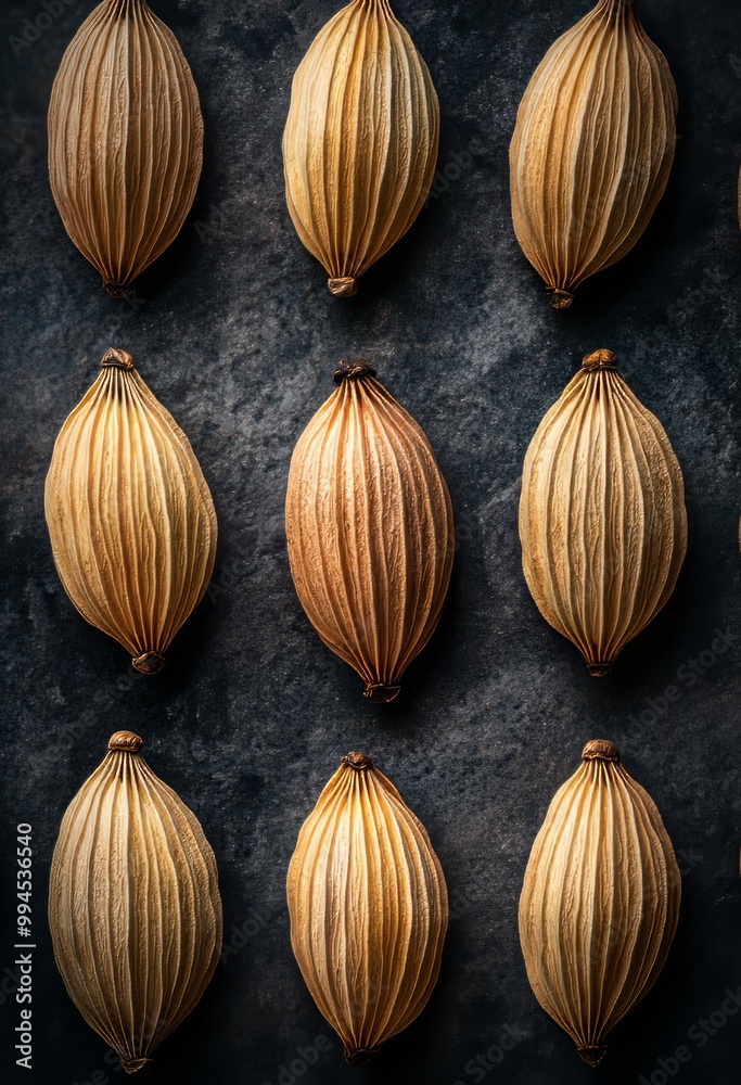 Yummy, fresh cardamom on a white background, top view, flat lay, no shadows