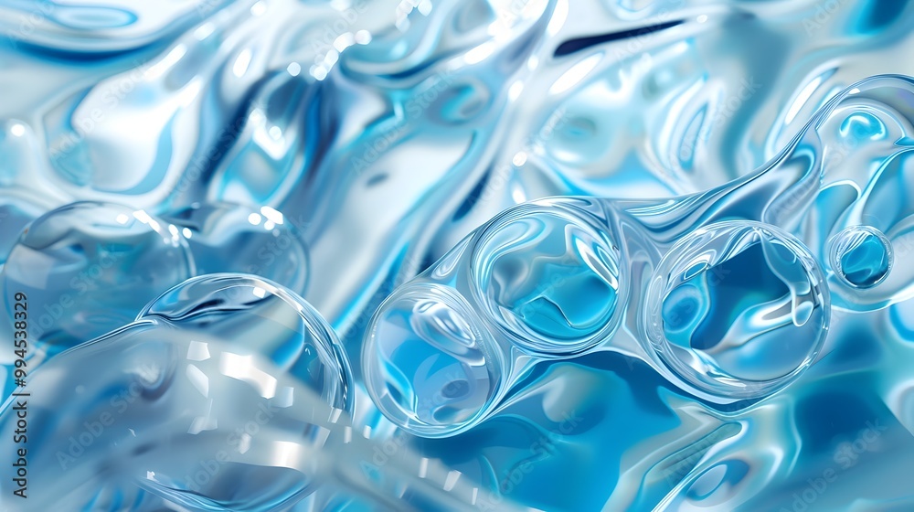 of Bright Blue and White Water Bubble Concept