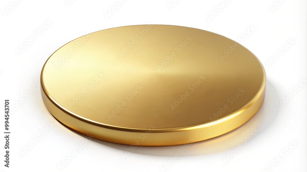 Golden pedestal is standing on a white background showing a brushed metal texture Golden pedestal is standing on a white background showing a brushed metal texture
