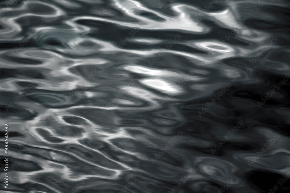 Obraz premium Spa Like Soft Ripples of Silky, Silvery Reflective Gray, Silver & White Lake, Sea or Ocean Water-Backdrop, Background, Border, Frame, Backdrop