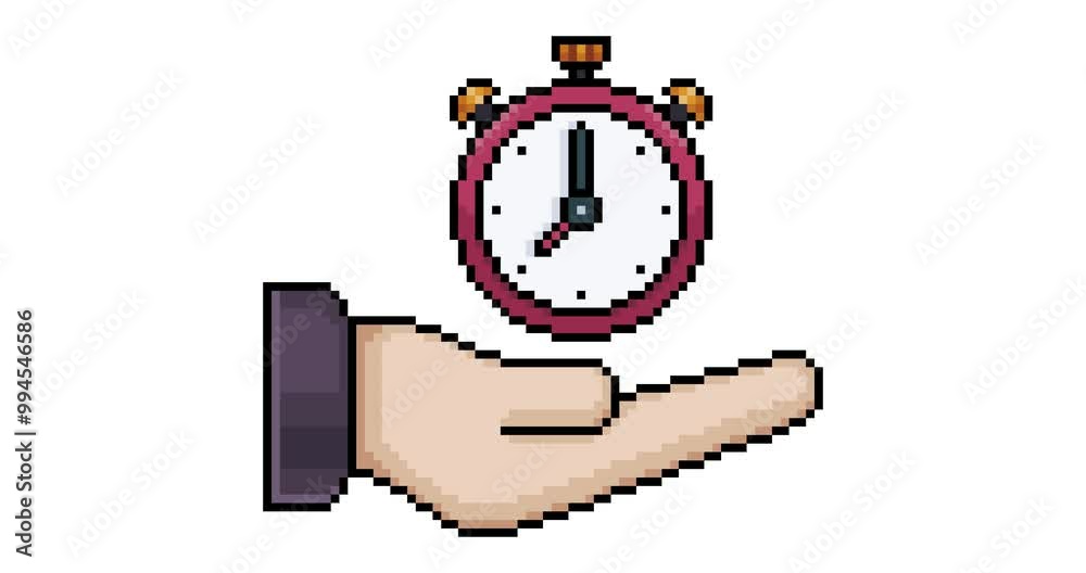Animation of a hand with a clock in 8-bit pixel art style Stock Video ...