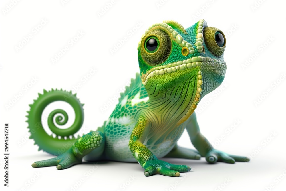 Fototapeta premium Vibrant chameleon on white background