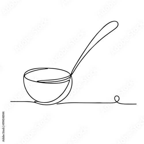 Ladle. Icon. Vector drawing. One line art. A simple drawing of a continuous line of a kitchen electric appliance.