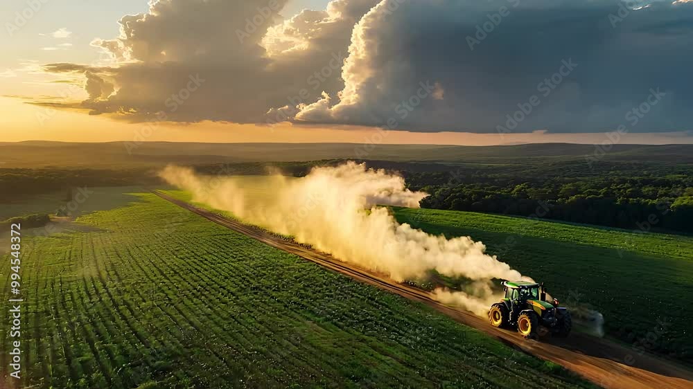Tractor driving through a vast farmland during sunset, showcasing agricultural machinery, rural landscape, and sustainable farming practices.
Tractor driving through a vast farmland during sunset, showcasing agricultural machinery, rural landscape, and sustainable farming practices.
