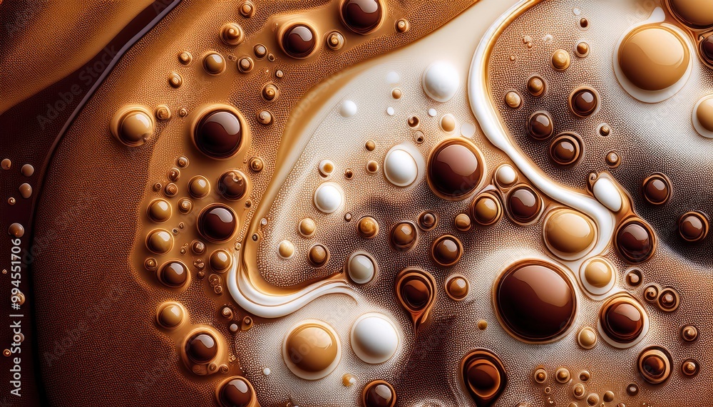 abstract pattern of bubbles and coffee and milk foams swirling together abstract pattern of bubbles and coffee and milk foams swirling together