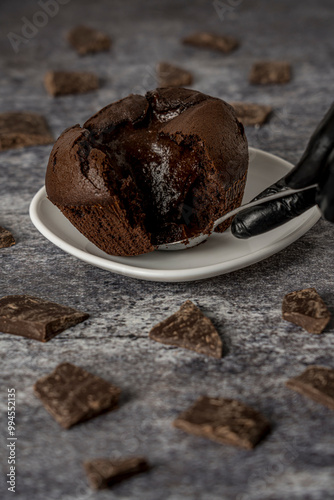 chocolate volcano grey background