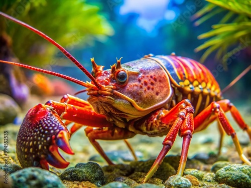 Vibrant Australian Crayfish in Natural Habitat Showcasing Unique Features and Colors Underwater