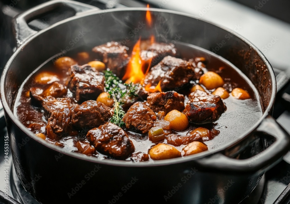 Comforting Beef Stew in a Cast Iron Pot Comforting Beef Stew in a Cast Iron Pot
