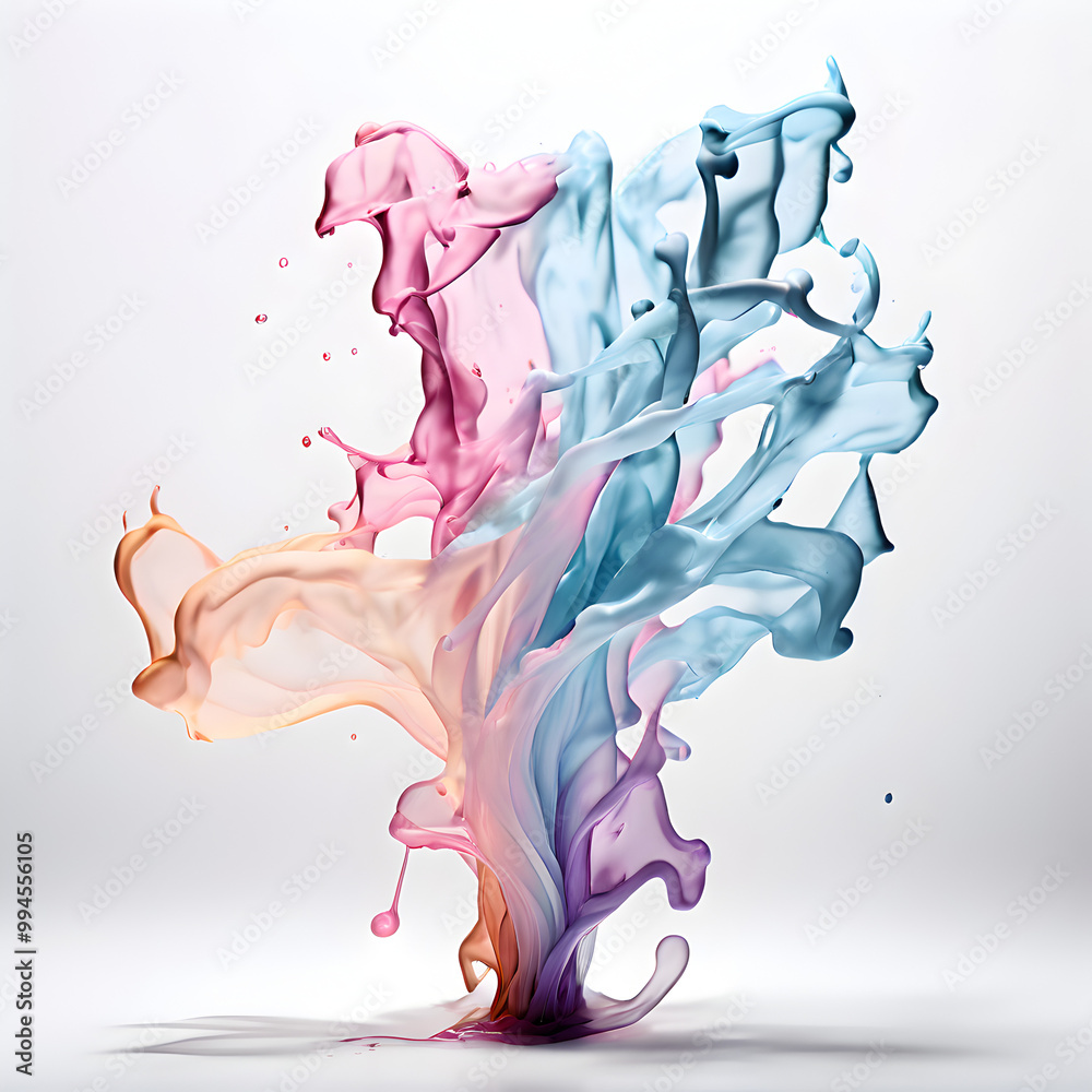 Fototapeta premium Ink-splatters-in-a-variety-of-pale-pastel-tones.