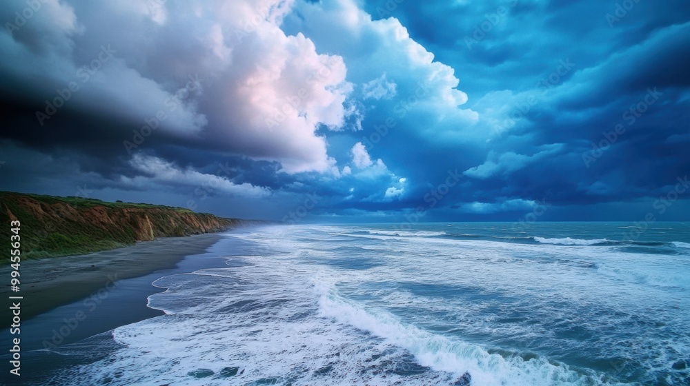 Dramatic Ocean Scene Under Stormy Sky Dramatic Ocean Scene Under Stormy Sky