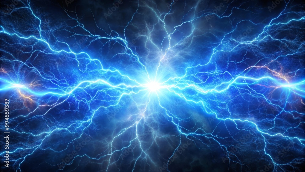 Blue plasma rays emanating from a powerful electrical discharge Blue plasma rays emanating from a powerful electrical discharge