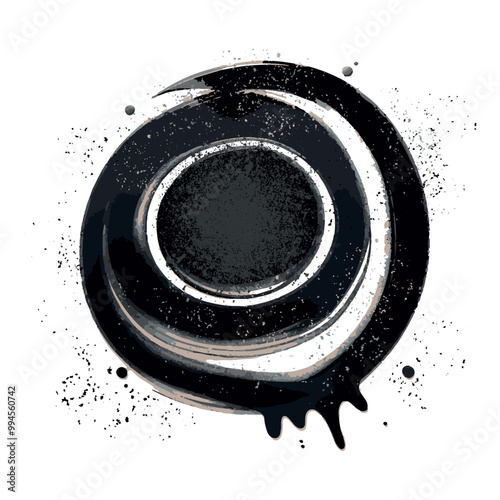 The vortex is swirling and round. circle spiral black for your text. a whirlpool of paint that flows down and splashes to the sides. Hypnotic round vector clip art element